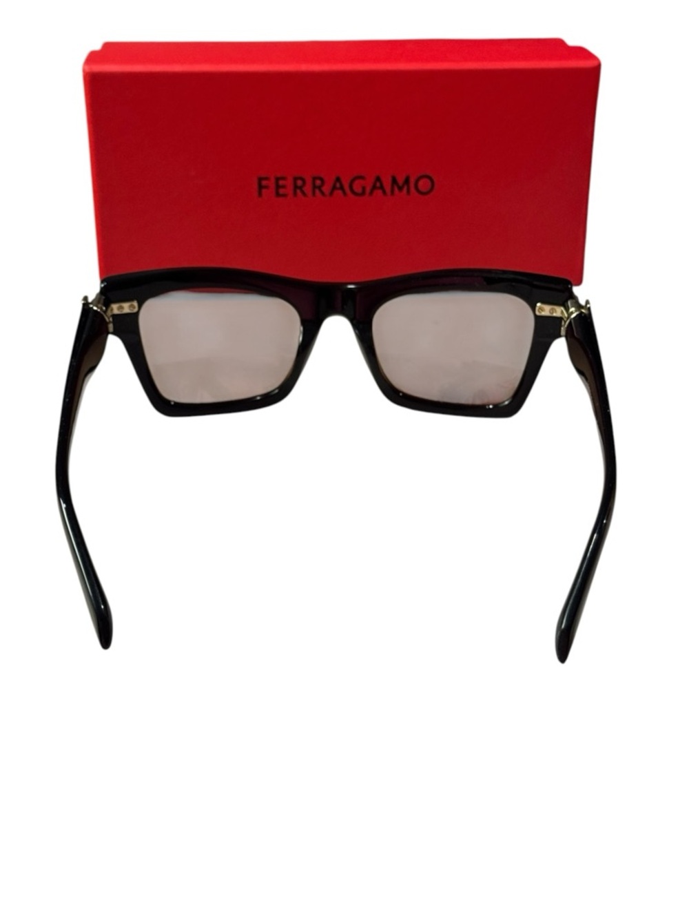 Salvatore Ferragamo SF2013S Black Gold Square Brown Lens 52 mm Sunglasses NIB - Picture 7 of 15